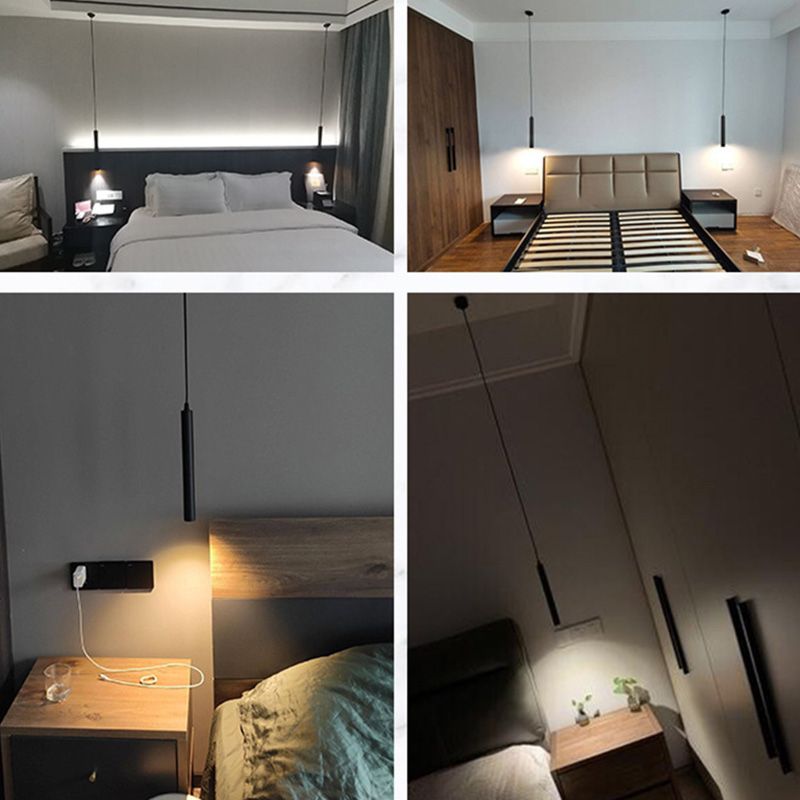 LuminoChic Elegante LED Pendelleuchte in Schwarz für stilvolles Wohn- und Schlafzimmer