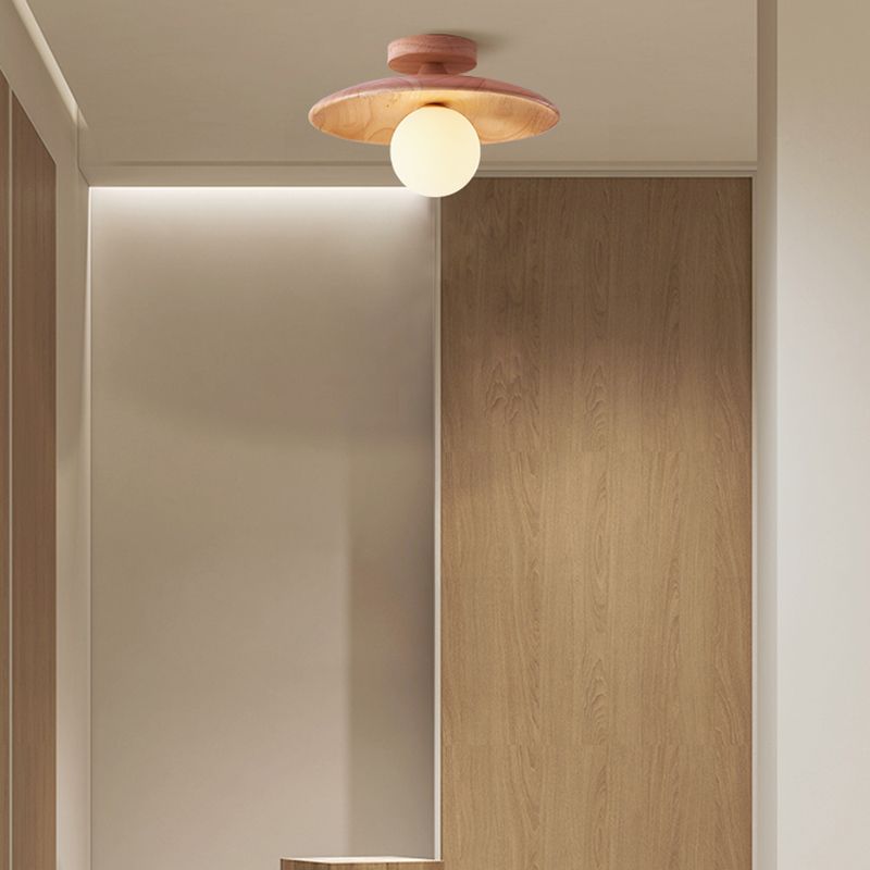 LumiLuxe Stilvolle LED-Deckenleuchte in Natur & Walnuss – Glas & Holz Design