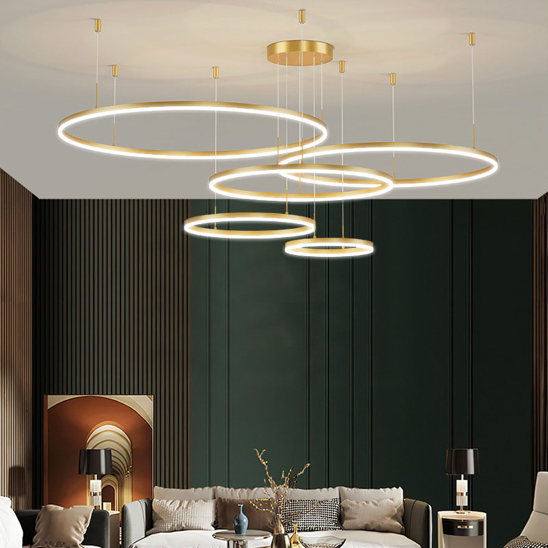 Glanzlicht LED-Ring Kronleuchter in Schwarz/Gold/Kaffee - Modernes Design