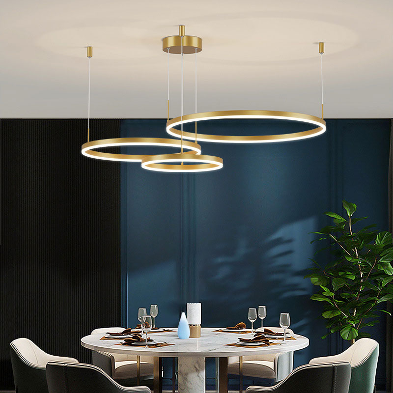 Glanzlicht LED-Ring Kronleuchter in Schwarz/Gold/Kaffee - Modernes Design