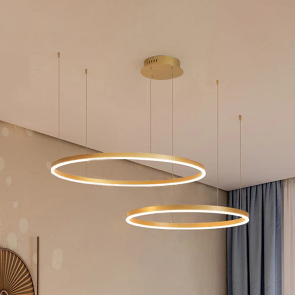 Glanzlicht LED-Ring Kronleuchter in Schwarz/Gold/Kaffee - Modernes Design