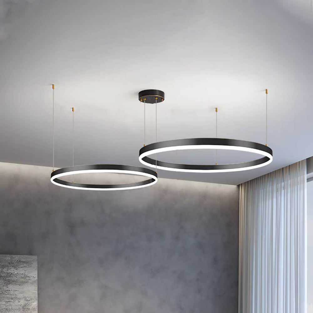 Glanzlicht LED-Ring Kronleuchter in Schwarz/Gold/Kaffee - Modernes Design