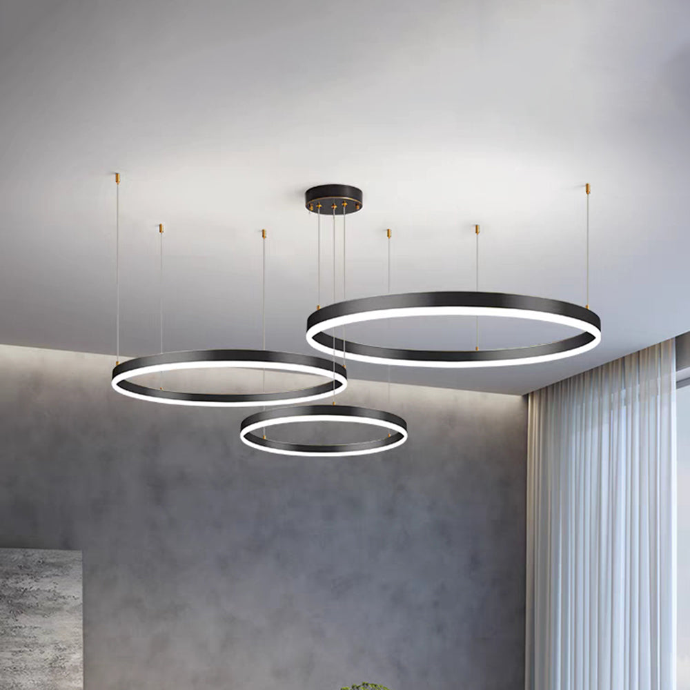 Glanzlicht LED-Ring Kronleuchter in Schwarz/Gold/Kaffee - Modernes Design