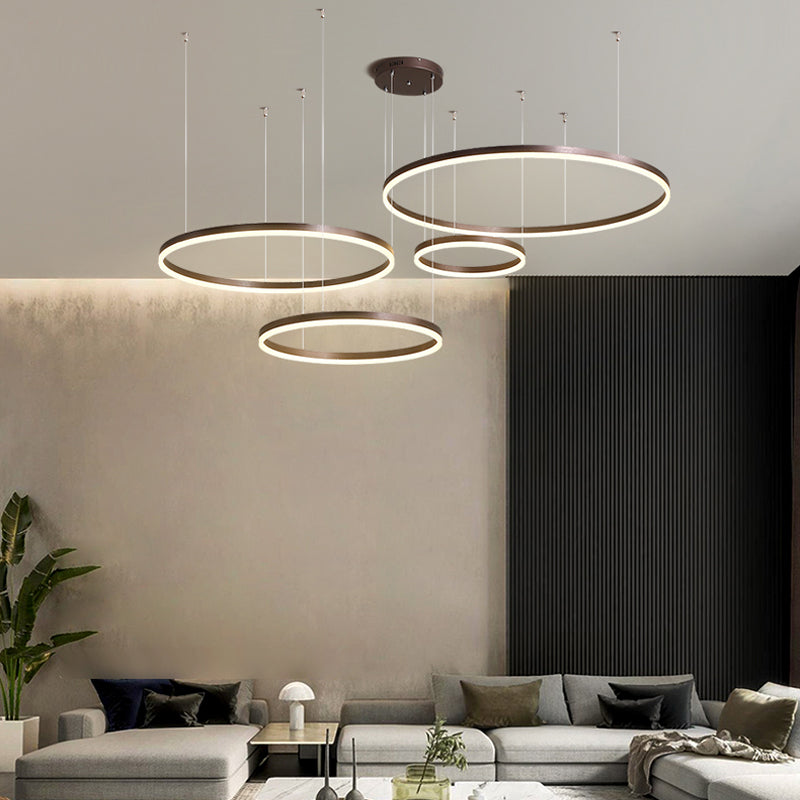 Glanzlicht LED-Ring Kronleuchter in Schwarz/Gold/Kaffee - Modernes Design