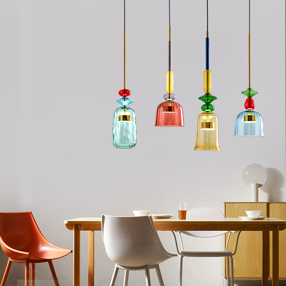 LumaDecor Stilvolle LED Glas-Hängeleuchte – 6 Farben für Ihr Wohnzimmer