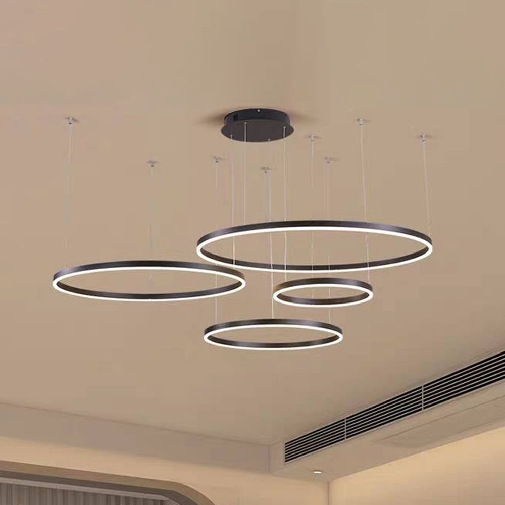 Glanzlicht LED-Ring Kronleuchter in Schwarz/Gold/Kaffee - Modernes Design