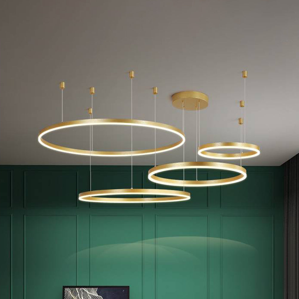 Glanzlicht LED-Ring Kronleuchter in Schwarz/Gold/Kaffee - Modernes Design