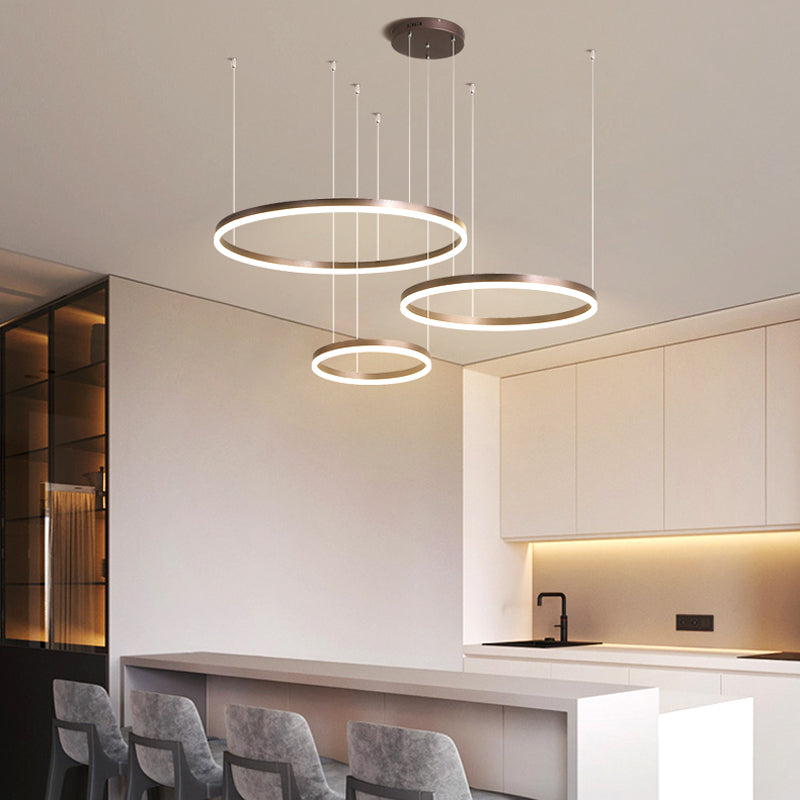 Glanzlicht LED-Ring Kronleuchter in Schwarz/Gold/Kaffee - Modernes Design