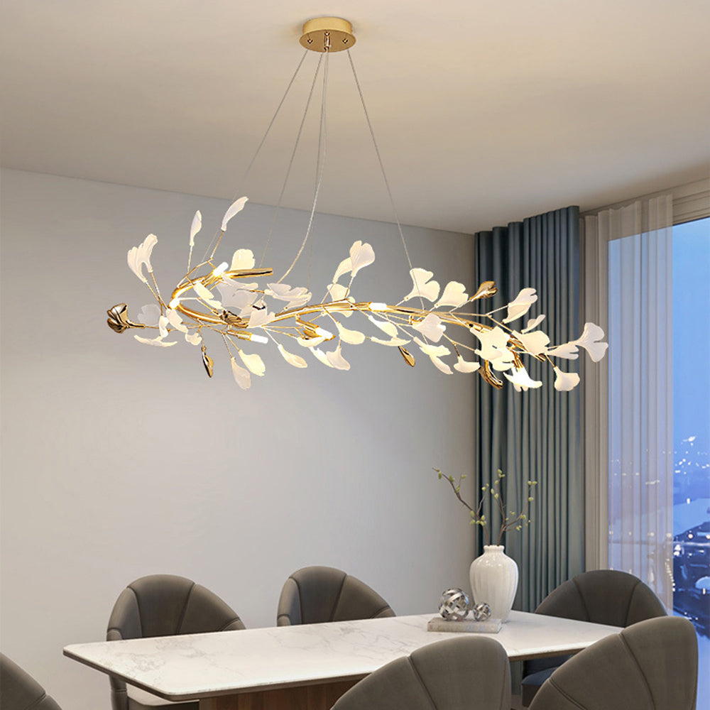 AuroraBlend Prächtiger LED-Kronleuchter im floralen Design für stilvolle Räume in Gold