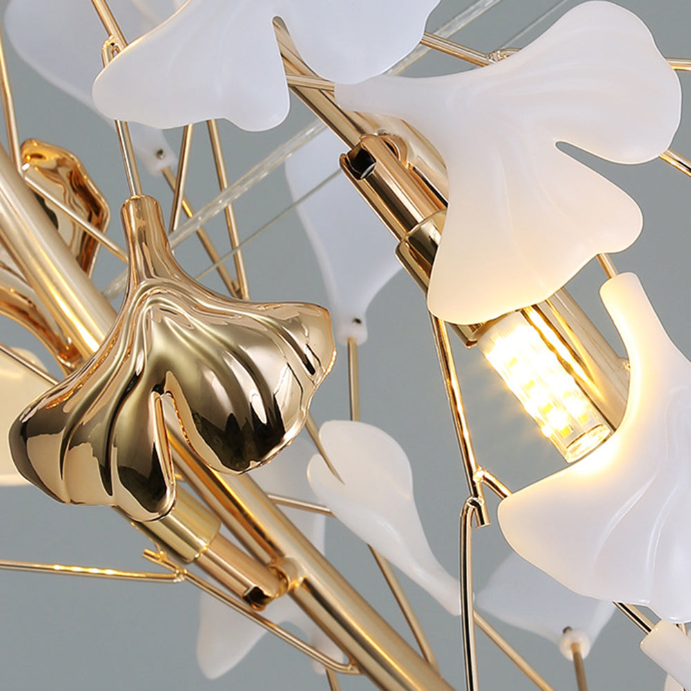 AuroraBlend Prächtiger LED-Kronleuchter im floralen Design für stilvolle Räume in Gold