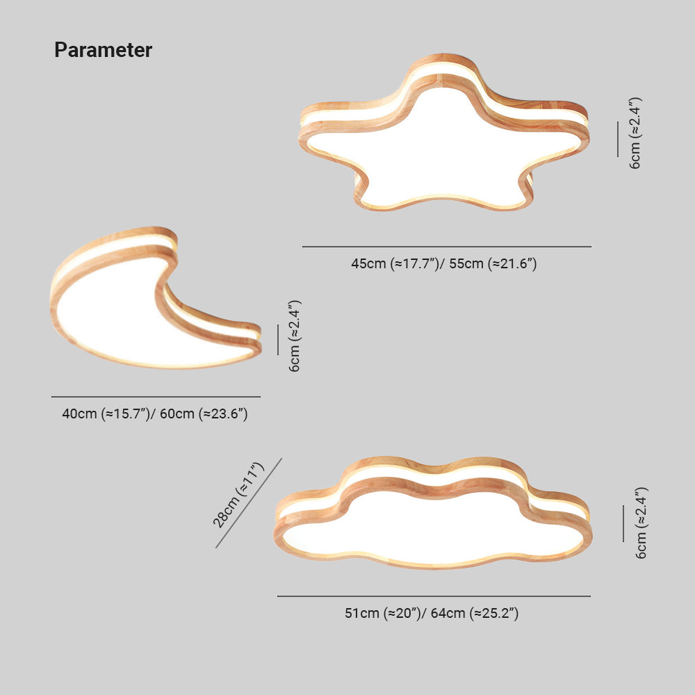 LuminoKids Moderne LED Deckenleuchte mit Sternenhimmel aus Holz – Zauberhaftes Licht für Kinderzimmer