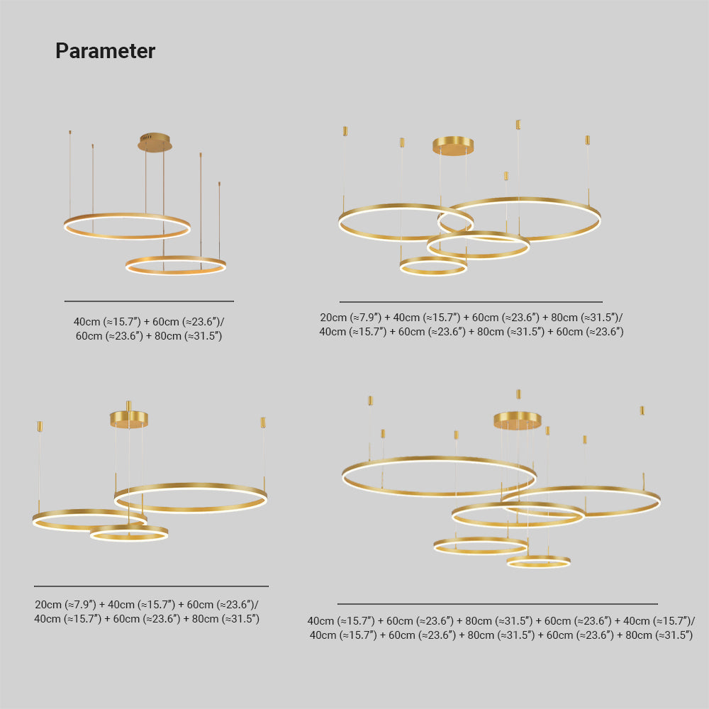 Glanzlicht LED-Ring Kronleuchter in Schwarz/Gold/Kaffee - Modernes Design