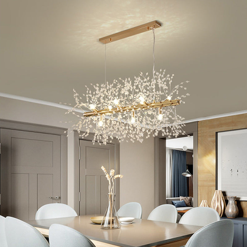 LuxaLicht Stilvolle Goldene LED Pendelleuchte aus Metall & Acryl