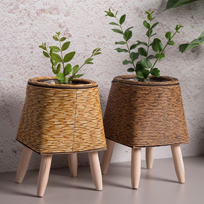 EcoCharm Stilvoller Rattan-Blumentopf mit flexiblen Beinen