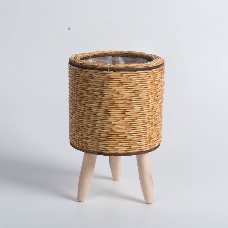 EcoCharm Stilvoller Rattan-Blumentopf mit flexiblen Beinen