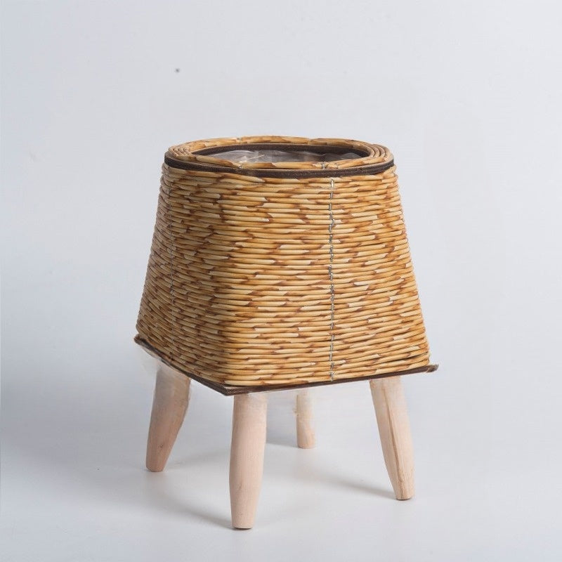 EcoCharm Stilvoller Rattan-Blumentopf mit flexiblen Beinen